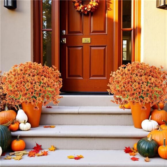 16Bundles Artificial Fall Flowers No Fade Faux Autumn Plants,Fake Indoor Greenry - Picture 5 of 7